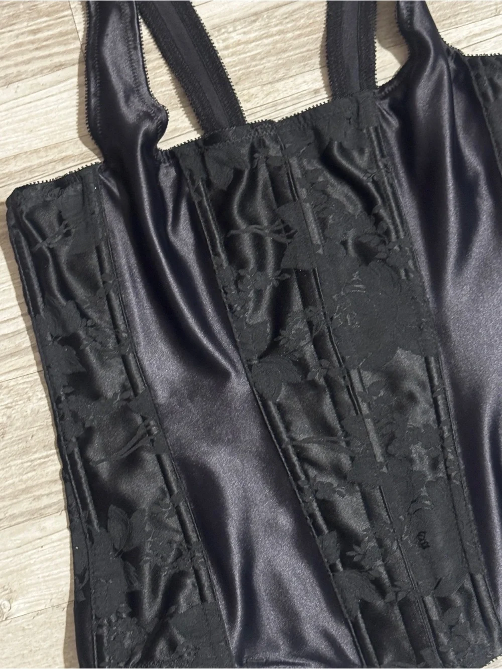 Black Satin Shaping Corset Tank Top size 40